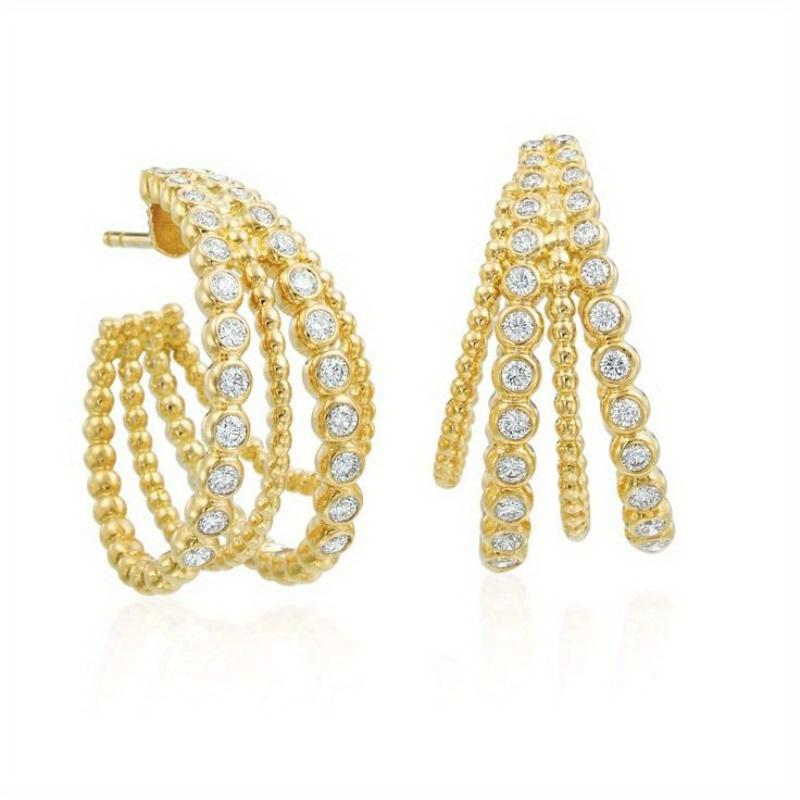 Women's Classic Multilayer Golden Hoop Earrings, Modern Design
